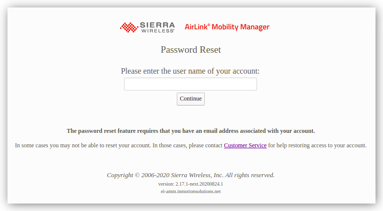 Reset Password Screen