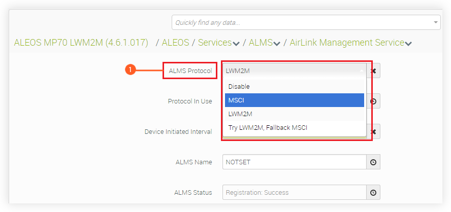 Setting the ALMS Protocol for Devices with Firmware 4.6.x and later.
