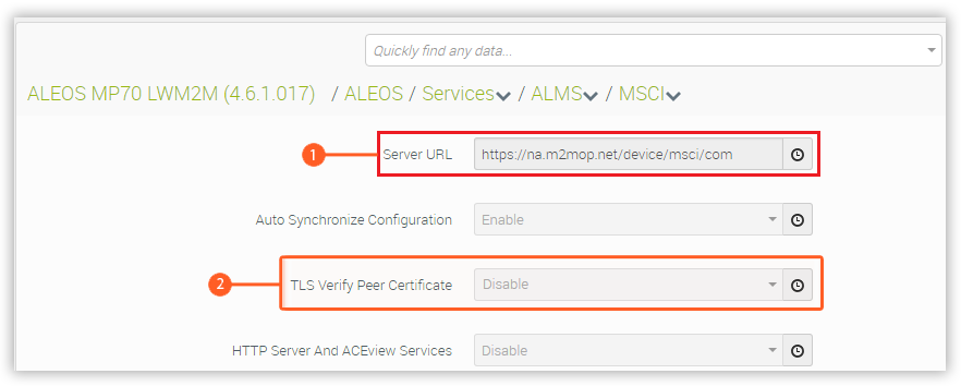 Setting the Server URL for a Device with Firmware 4.6.x and later.