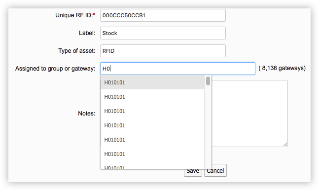 Assigning an Asset Tag to a Gateway or Group of Gateways