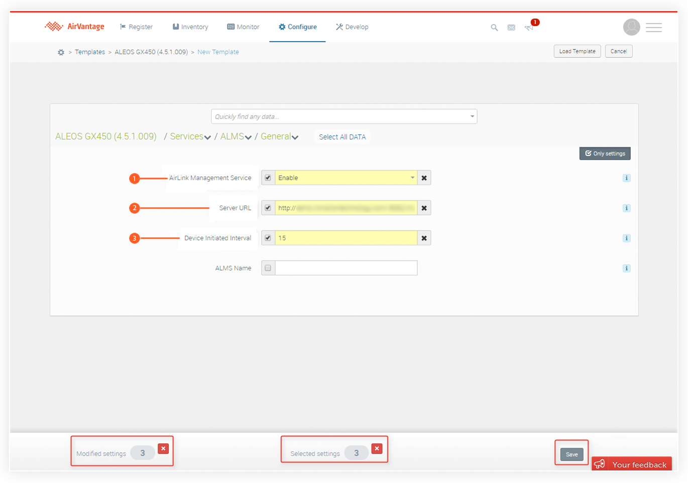 Setting the Configuration Fields for Devices with Firmware 4.5.x and lower.
