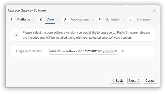 Core tab shown for MG devices