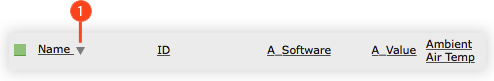 Column Headings with Arrow Indicating Sort Order
