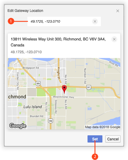 Specifying a location using GPS coordinates.
