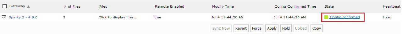 The State changes to Config Confirmed after the ALEOS device checks in and the configuration change is completed.