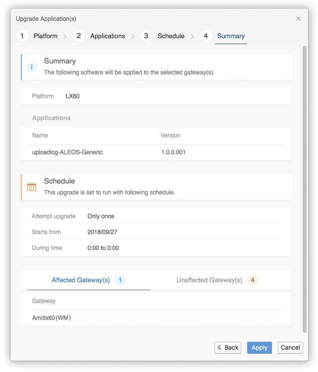 Upgrade Applications Scheduling