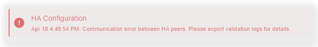 Communication error message